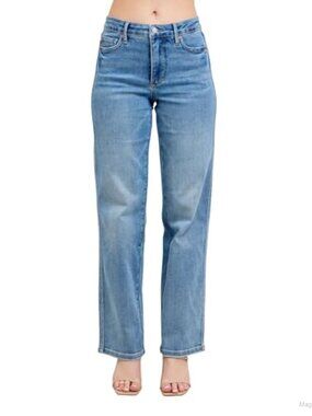 Judy Blue Mid Rise Tummy Control Vintage Wash Straight Jeans